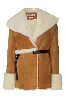 Коричневое пальто из овчины Loewe
