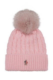 Розовая шапка с помпоном Moncler