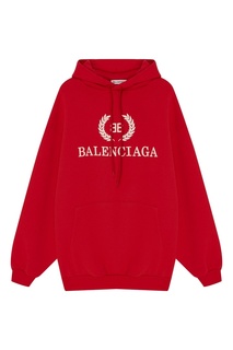 Красное худи с логотипом Balenciaga