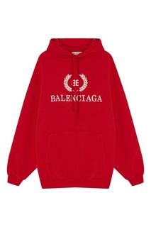 Красное худи с логотипом Balenciaga