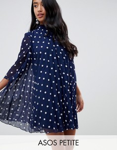 Плиссированное платье-трапеция мини в горошек ASOS DESIGN Petite - Мульти
