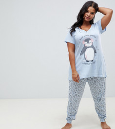 Пижамный комплект с принтом пингвина Yours - Синий