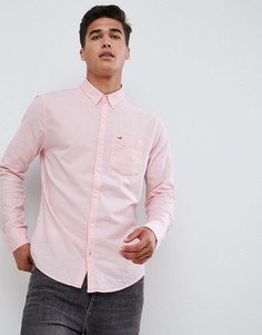 Розовая обтягивающая рубашка с логотипом Hollister - Розовый