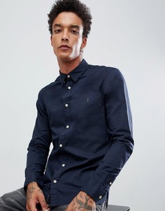 Темно-синяя оксфордская рубашка с логотипом AllSaints - Серый
