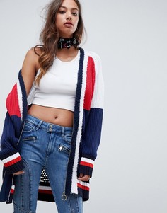 Кардиган в стиле колор блок с молнией и кольцом на бегунке Tommy Hilfiger X Gigi Hadid - Темно-синий