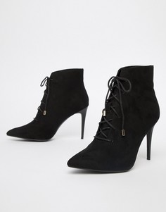 Полусапожки из искусственной замши на каблуке New Look - Черный