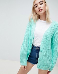 Oversize-кардиган в крупный рубчик с пуговицами ASOS DESIGN - Зеленый