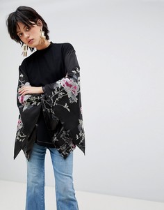 Топ с цветочным принтом и рукавами летучая мышь Free People Sydneys - Черный