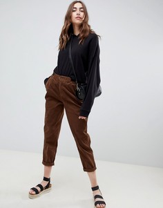 Вельветовые брюки с ремешками по бокам ASOS DESIGN - Коричневый