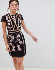 Платье с короткими рукавами и вышивкой Frock & Frill - Черный