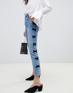 Синие узкие джинсы в винтажном стиле с бантом ASOS DESIGN Farleigh - Синий