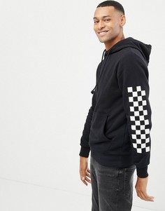 Худи с шахматным принтом на рукавах Jack & Jones Originals - Черный
