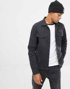 Хлопковая рубашка классического кроя со слоганом Jack & Jones Originals - Черный