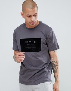 Серая футболка с велюровым логотипом Nicce - Серый