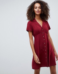 Короткое приталенное платье мини на пуговицах ASOS DESIGN - Красный