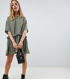 Свободное платье мини с оборкой на талии ASOS DESIGN Petite - Зеленый