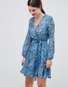 Платье с длинными рукавами и принтом Zibi London - Синий