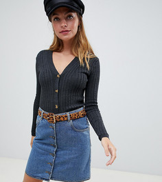 Серый топ на пуговицах New Look Petite - Серый