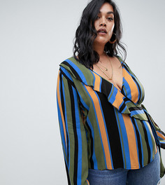 Блузка в полоску на завязке сбоку Missguided Plus - Мульти