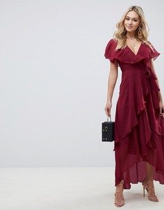 Платье миди с кейпом ASOS DESIGN - Красный