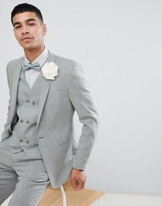 Приталенный пиджак цвета хаки со штрихованным узором ASOS DESIGN wedding - Зеленый