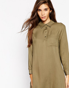 Платье-рубашка с длинными рукавами ASOS PETITE - Белый