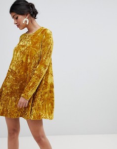 Свободное бархатное платье Glamorous - Желтый