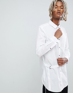 Белая удлиненная рубашка с ремешком ASOS DESIGN - Белый