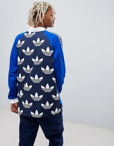 Трикотажный лонгслив с принтом на спине adidas Originals B-Side DH5057 - Синий