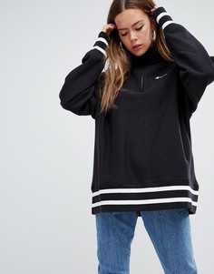 Свитшот с короткой молнией и вышитым логотипом на груди Champion - Черный