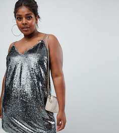 Платье мини с пайетками ASOS DESIGN Curve - Серебряный