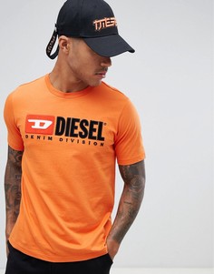 Оранжевая футболка с логотипом Diesel T-Just-Division - Оранжевый