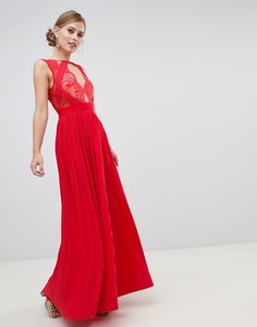 Платье макси с фигурным кружевом и плиссировкой ASOS DESIGN premium - Красный