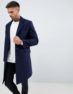 Темно-синее пальто с добавлением шерсти ASOS DESIGN - Темно-синий