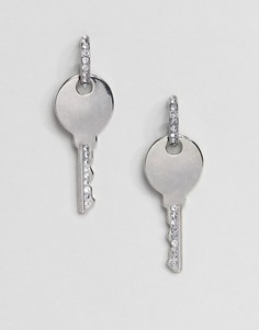 Серьги с подвесками и камнями ASOS DESIGN - Серебряный