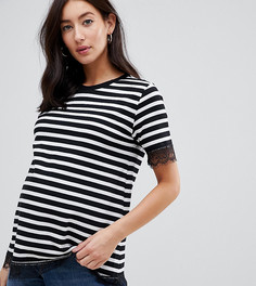 Футболка в полоску с кружевной отделкой ASOS DESIGN Maternity - Мульти