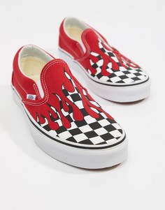 Красные кеды-слипоны Vans Flame Plimsolls VA38F7RX5 - Красный
