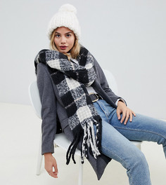 Шарф из ткани букле в клетку My Accessories - Черный