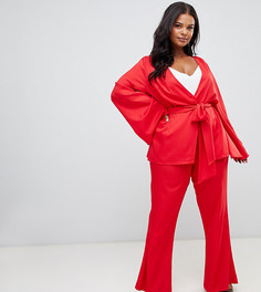 Красные строгие брюки с широкими штанинами PrettyLittleThing Plus - Красный