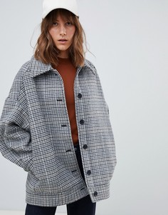 Разноцветная oversize-куртка с добавлением шерсти Weekday - Коричневый
