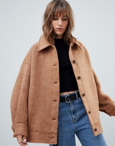Шерстяная oversize-куртка Weekday - Бежевый