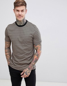 Коричневая футболка с монограммой River Island - Коричневый