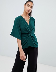 Темно-зеленый топ с широкими рукавами Boohoo - Зеленый