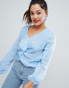 Топ свободного покроя с перекрученной отделкой New Look - Синий