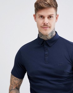 Темно-синяя обтягивающая футболка-поло River Island - Темно-синий