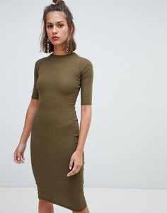 Облегающее платье цвета хаки с длинными рукавами Pull&Bear - Зеленый