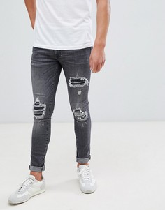 Черные рваные супероблегающие джинсы River Island - Черный