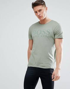 Футболка из окрашенной ткани цвета хаки BOSS - Зеленый