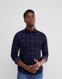 Облегающая рубашка в клетку Burton Menswear - Темно-синий