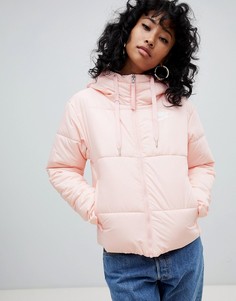 Розовая дутая куртка с маленьким логотипом Nike - Розовый